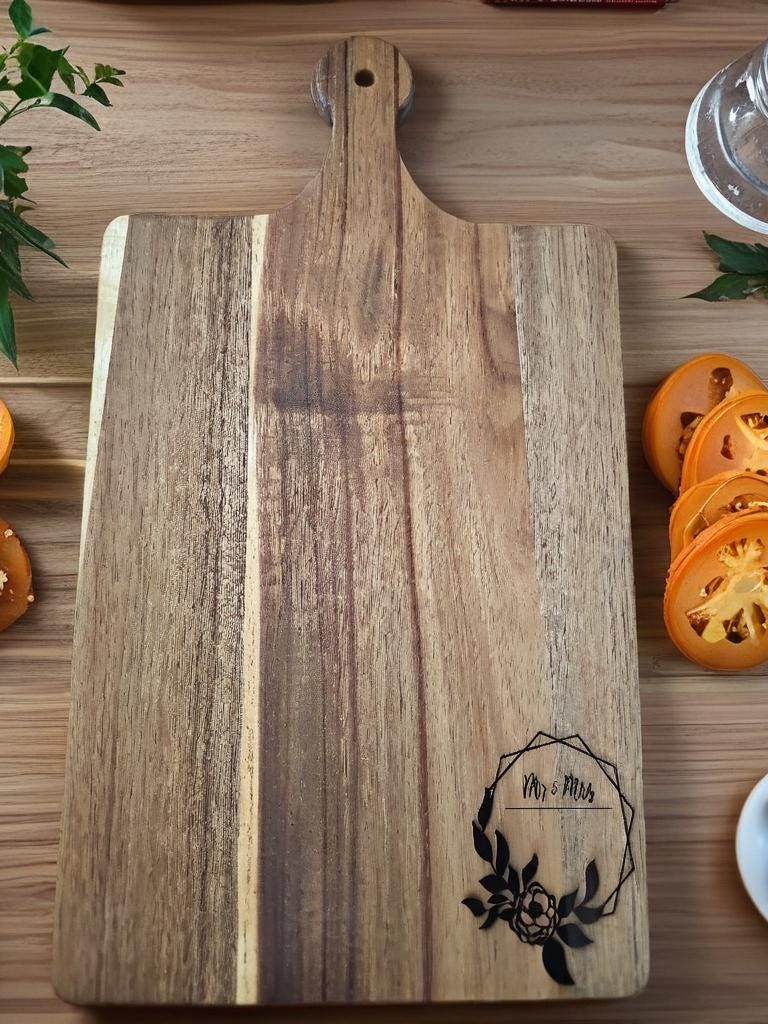 Personalized Mr. & Mrs. Cutting Board – Custom Wedding Gift, Anniversary Gift, Bridal Shower Present, Rustic Engraved Wood Board