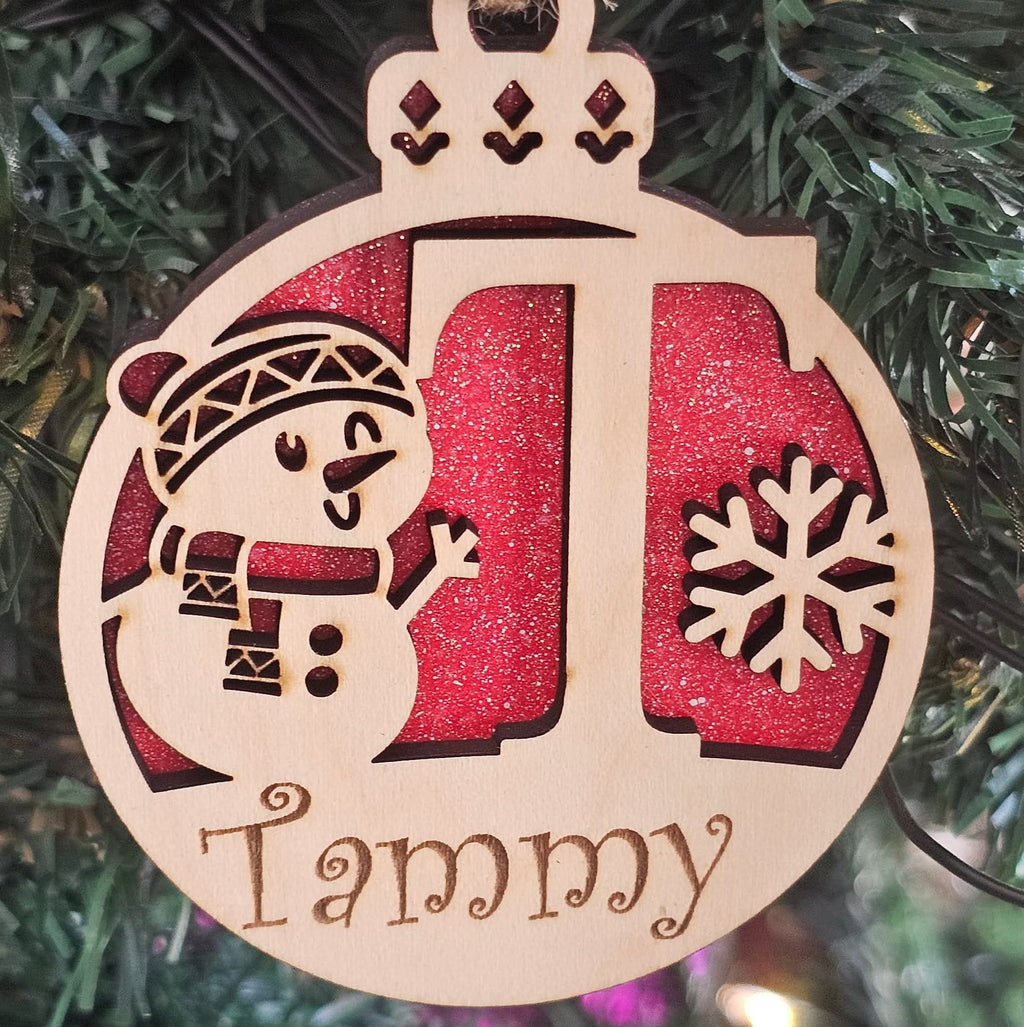⛄ Personalized Snowman Monogram Name Ornaments