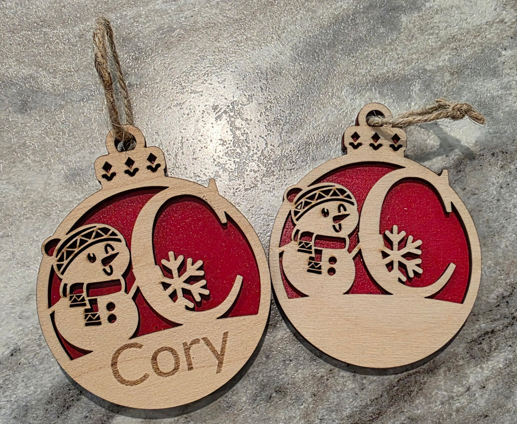 ⛄ Personalized Snowman Monogram Name Ornaments