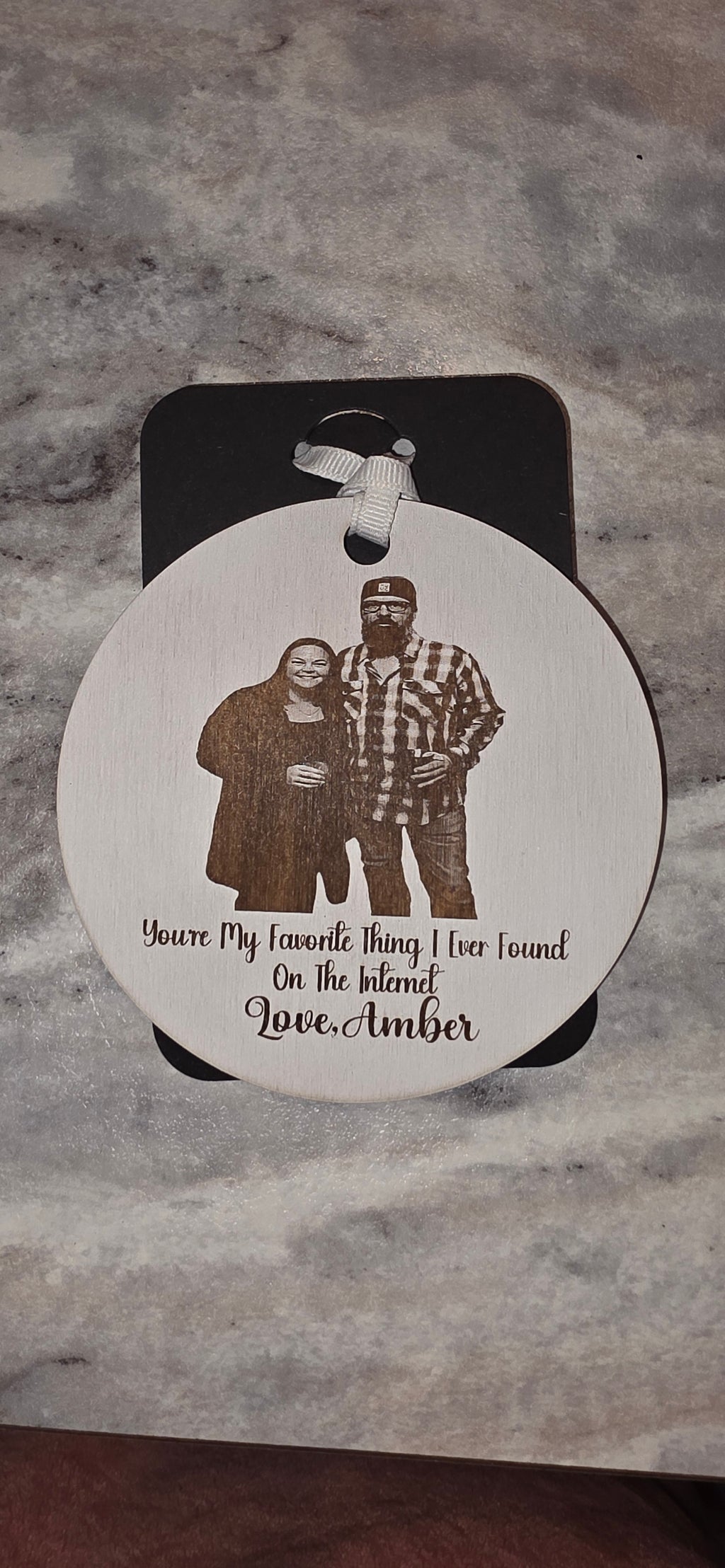 📸 Personalized Engraved Photo & Message Wooden Ornament ❤️