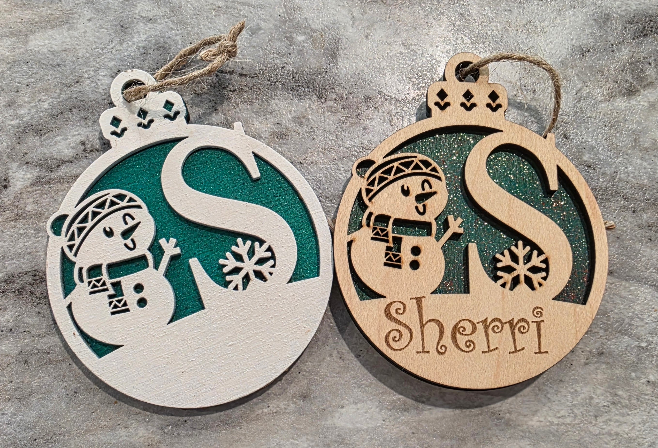 ⛄ Personalized Snowman Monogram Name Ornaments