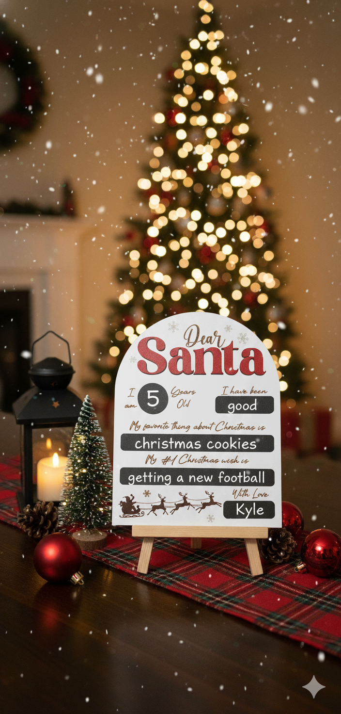 Dear Santa Wish Board with Chalk