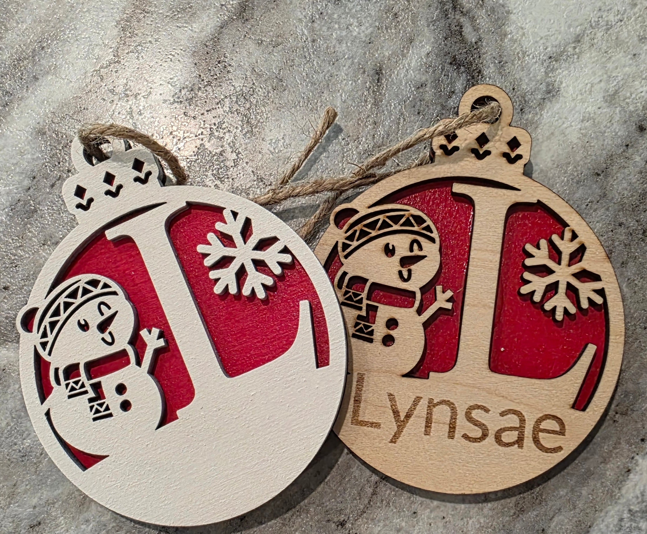 ⛄ Personalized Snowman Monogram Name Ornaments