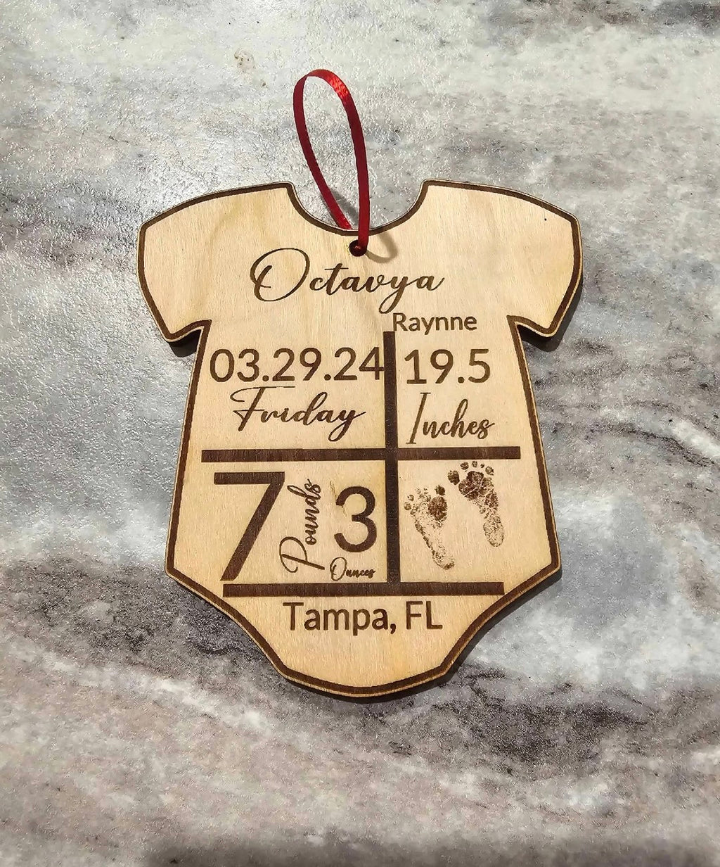 🍼 Personalized Wooden Baby Birth Announcement Ornament - Keepsake 👶