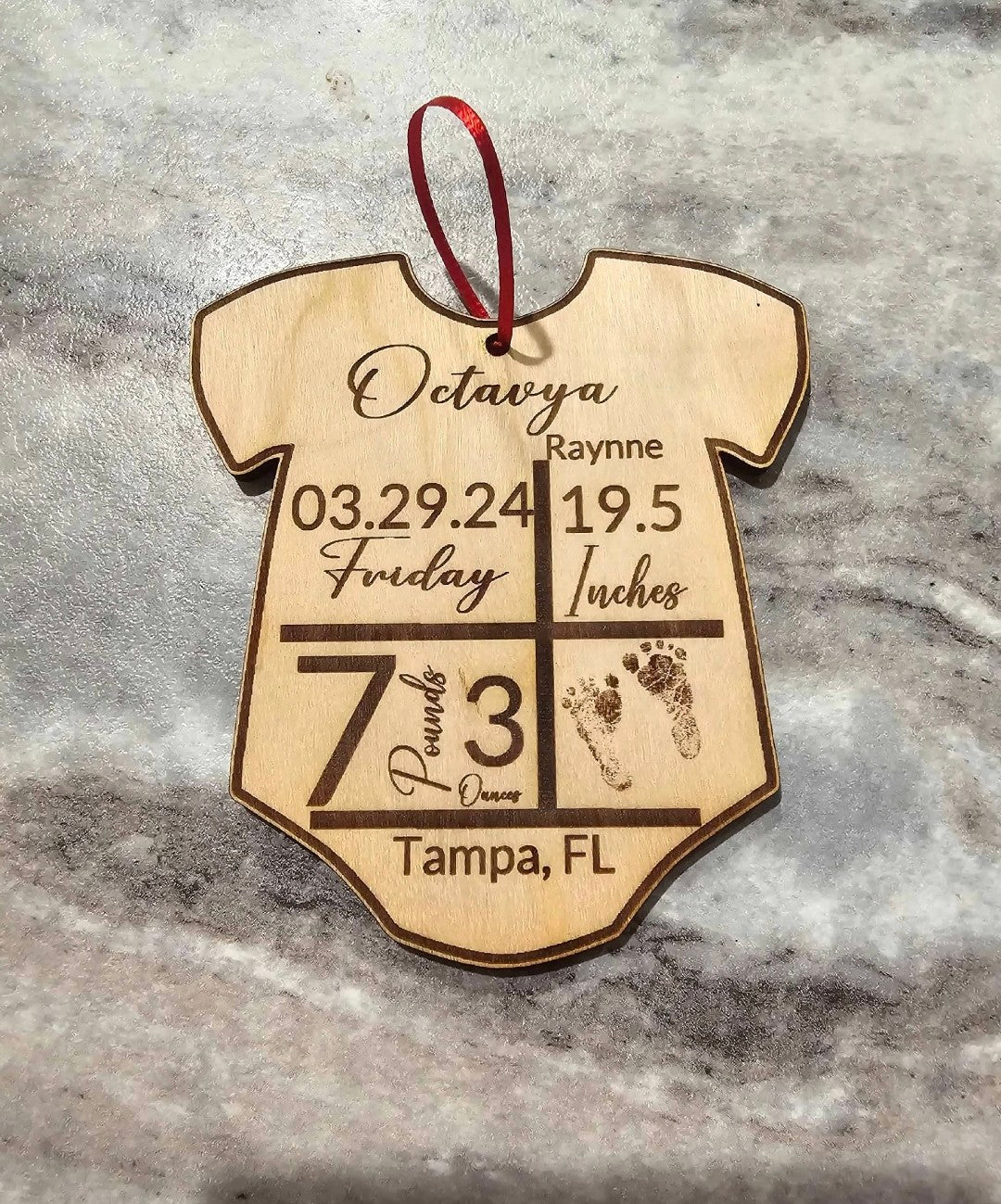 🍼 Personalized Wooden Baby Birth Announcement Ornament - Keepsake 👶