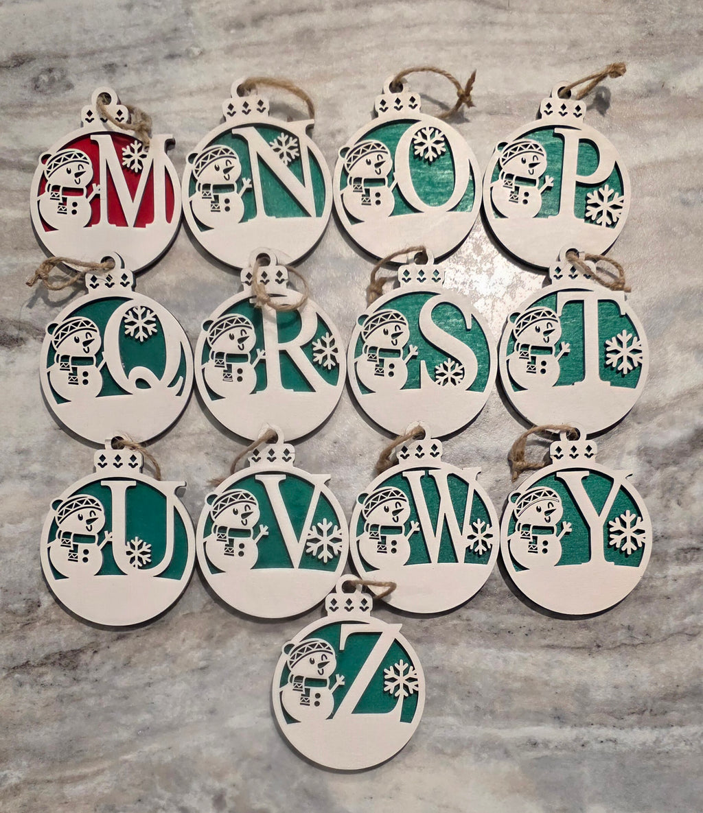 ⛄ Personalized Snowman Monogram Name Ornaments