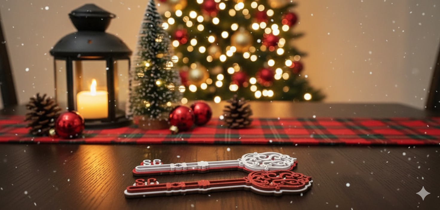 Santa Magic Key Door Hanger and Wooden Magic Santa Key