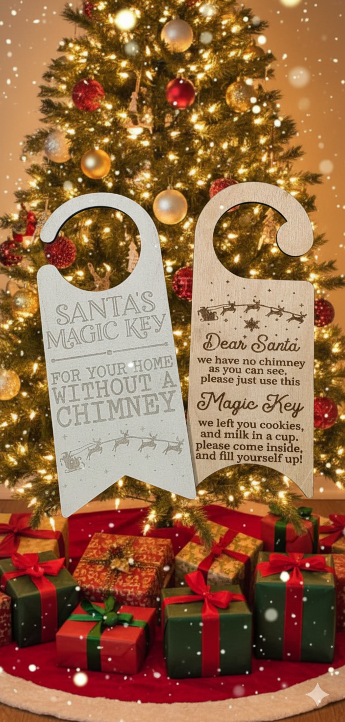 Santa Magic Key Door Hanger and Wooden Magic Santa Key