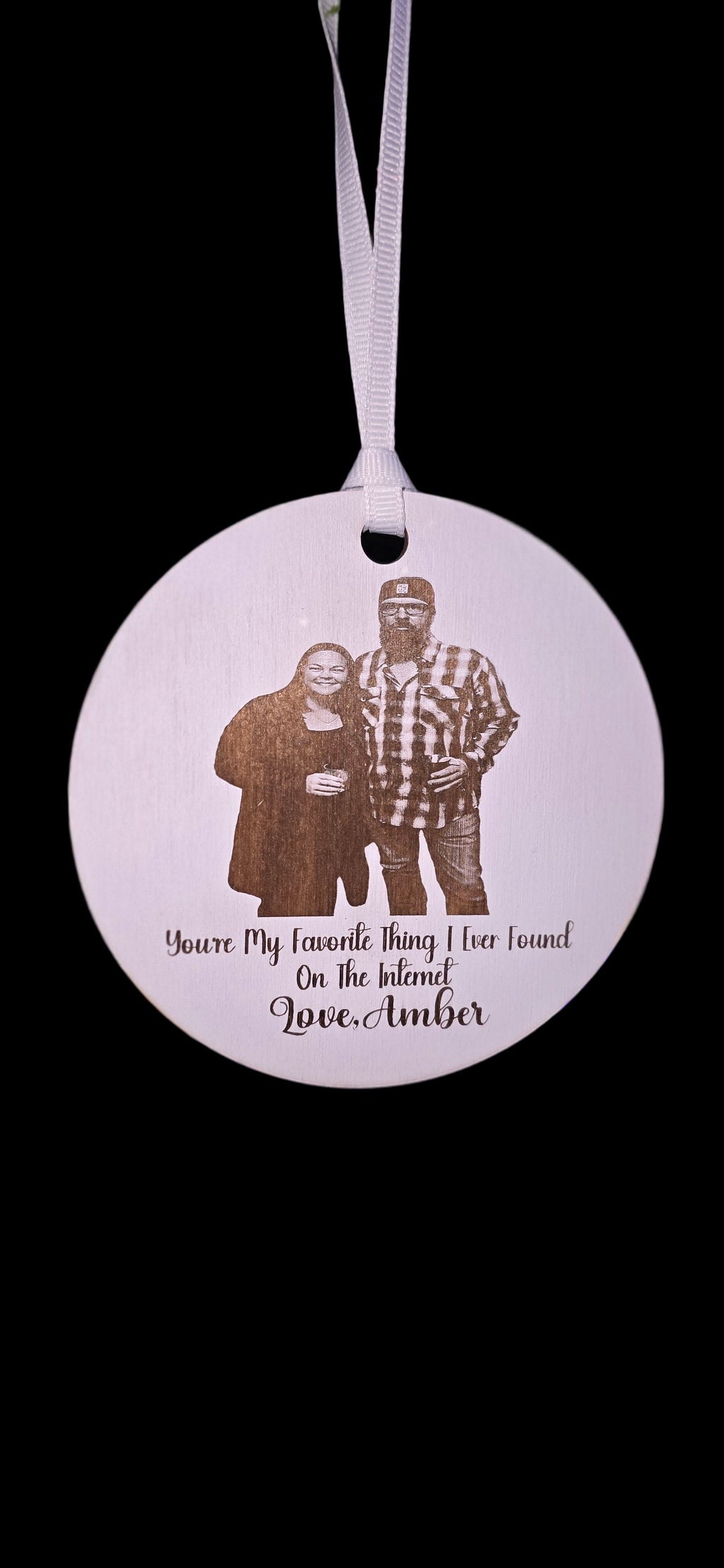 📸 Personalized Engraved Photo & Message Wooden Ornament ❤️