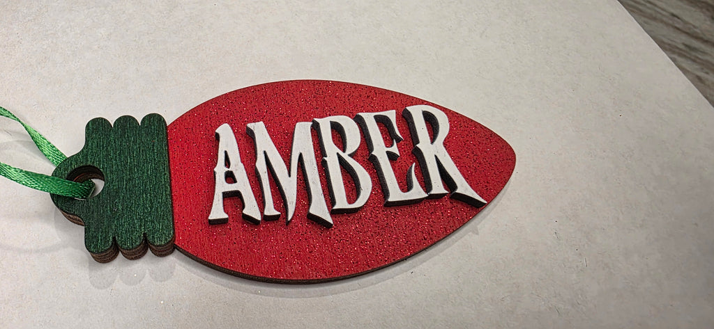 💡 Personalized Wooden Christmas Light Bulb Name Ornaments 🎄